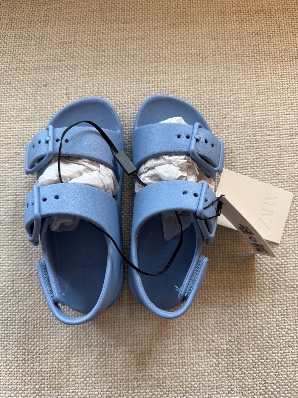 Zara Light Blue Double Buckle Kids Sandals